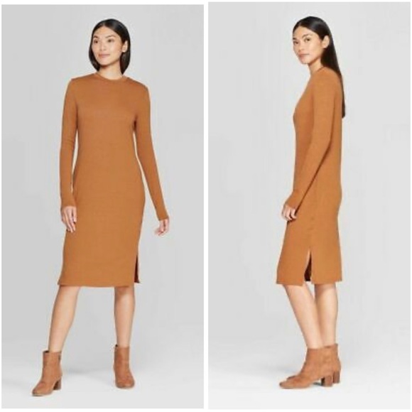 Soft Knit Long Sleeve Midi Dress - Picture 1 of 10